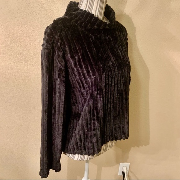 NWT Planet Gold Sweater Large Black Ribbed Super Soft Mock Neck Plush Pullover - Picture 4 of 13